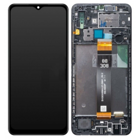Samsung Galaxy A02 pantalla (negro) (con un marco) (original)