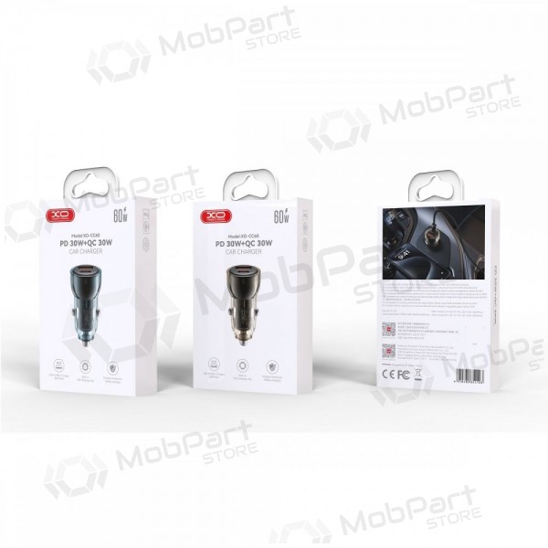 Cargador de coche XO CC60 USB-A/USB-C 60W negro