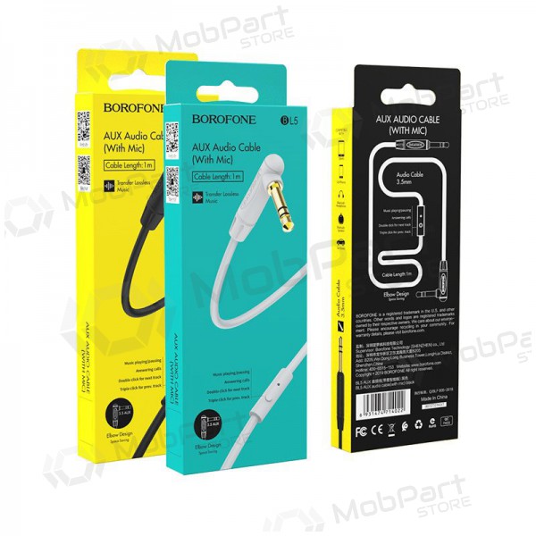 Audio adaptador 3,5mm į 3,5mm Borofone BL5 AUX (gris) Audio adaptador 3,5mm į 3,5mm Borofone BL5 AUX (gris)