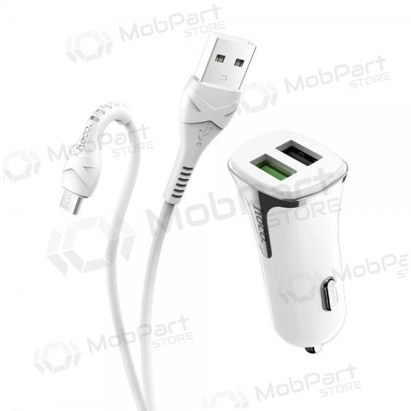 Cargador automobilinis Hoco Z31 Quick Charge 3.0 (3.4A) x 2 USB + microUSB (blanco)