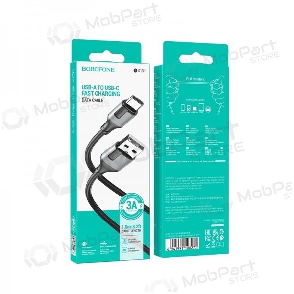 USB cable Borofone BX101 USB-A to USB-C 1.0m negro