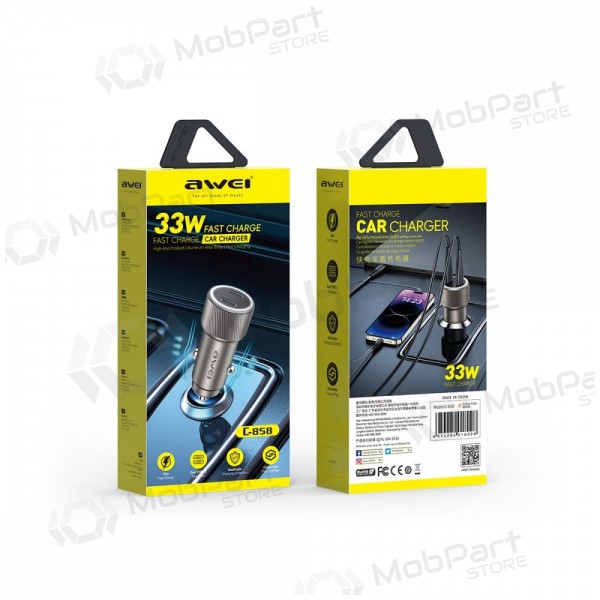 Cargador de coche Awei C-858 33W 2xUSB-C negro
