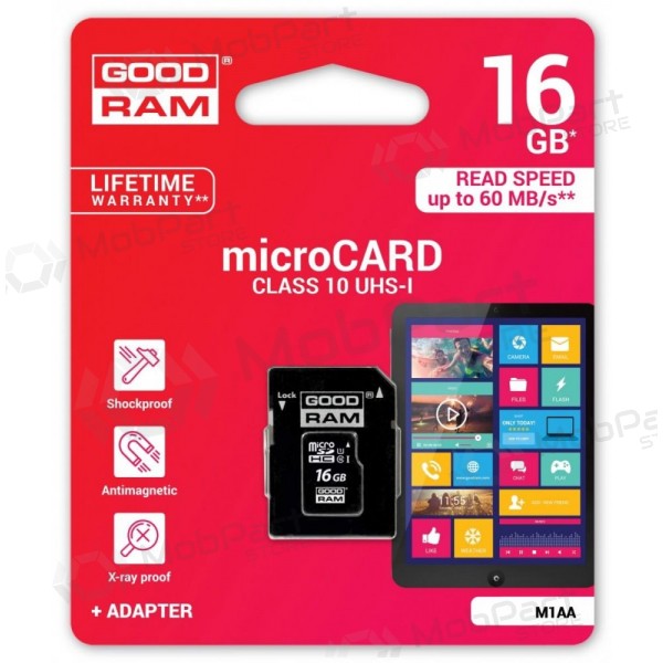 Tarjeta de memoria GOODRAM MicroSD 16Gb (class 10) + SD adapter