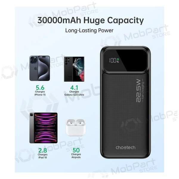 Batería externa Power Bank Choetech B730 22.5W 30000mAh negro