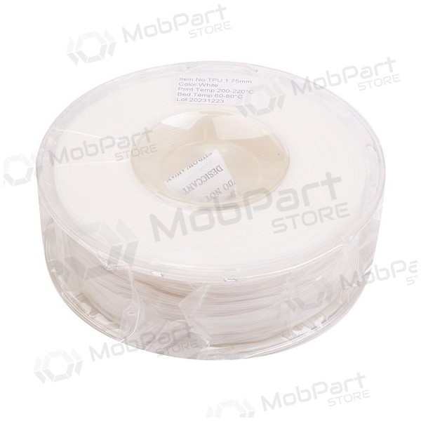 3D spausdinimo plastikas TPU, 1.75mm, 1kg, blanco