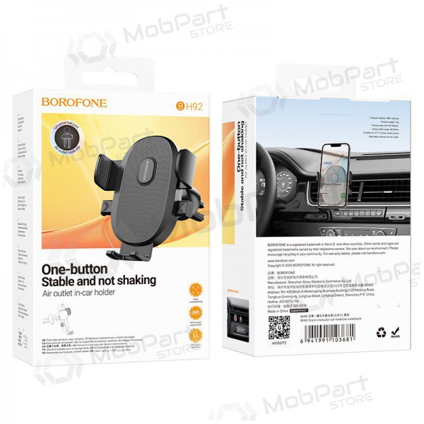 Soporte para teléfono de coche Borofone BH92 (air vent) negro
