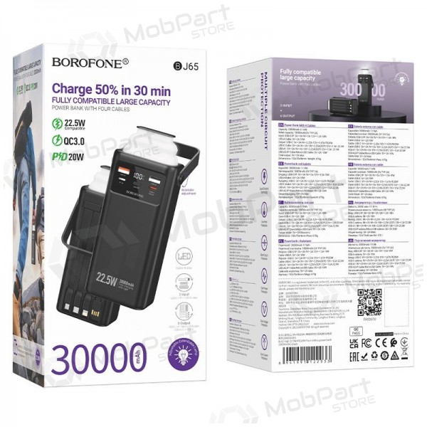 Batería externa Power Bank Borofone BJ65 22.5W 30000mAh negro