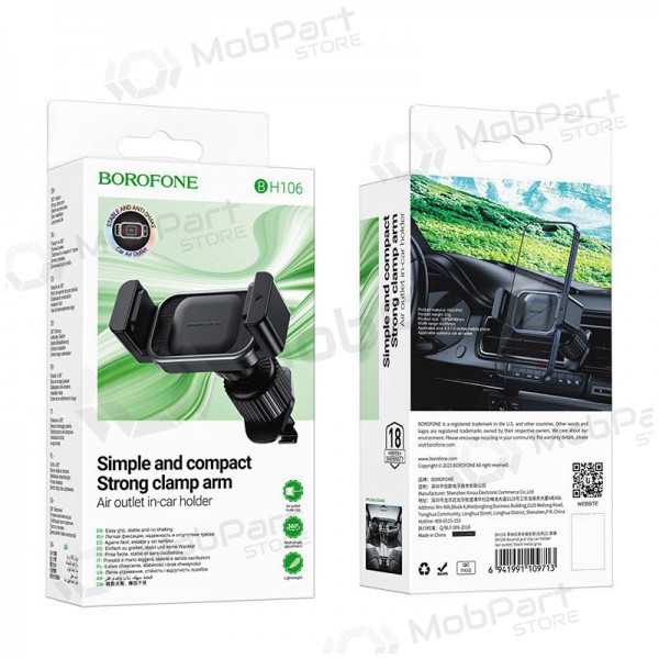 Soporte para teléfono de coche Borofone BH106 (air vent) negro