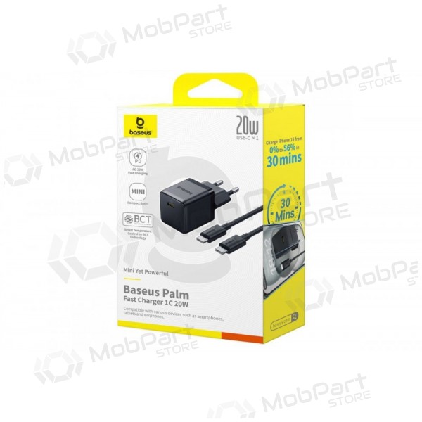 Cargador Baseus Palm 20W USB-C + USB-C to USB-C cable 1.0m negro P10111602113-01