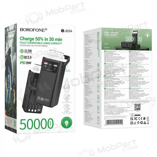 Batería externa Power Bank Borofone BJ65A 22.5W 50000mAh negro