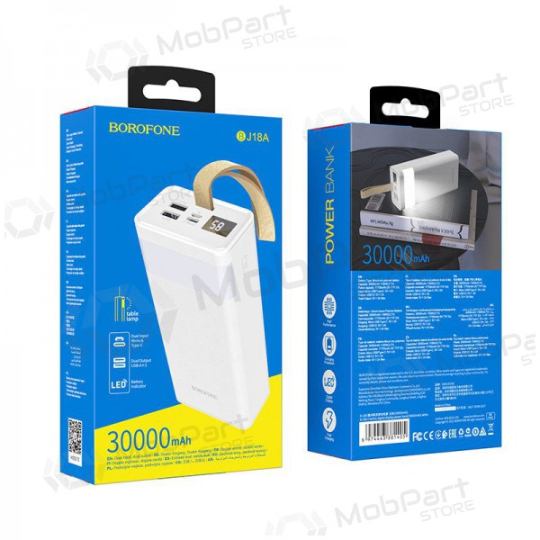 Batería externa Power Bank Borofone BJ18A 2xUSB 2A 30000mAh Blanco