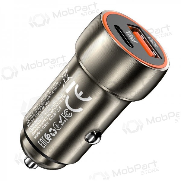 Cargador automobilinis Hoco Z46A USB-A/Type-C PD20W+QC3.0 gris