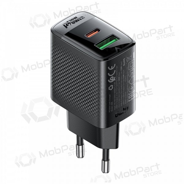 Cargador Acefast A98 30W GaN USB-C/USB-A negro