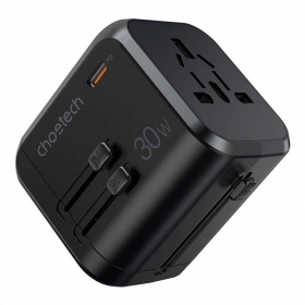 Universal kelioninis cargador Choetech PD5008 30W USB-C/3xUSB-A negro