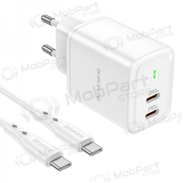 Cargador buitinis Borofone BN9 2xType-C 35W + Type-C blanco