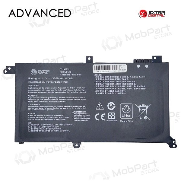 ASUS B31N1732, 3600mAh Bateria para portatil, Advanced ASUS B31N1732, 3600mAh Bateria para portatil, Advanced