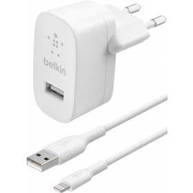 Cargador buitinis Belkin Boost Charge USB-A 12W + Lightning cable blanco