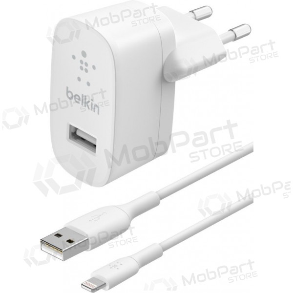 Cargador buitinis Belkin Boost Charge USB-A 12W + Lightning cable blanco