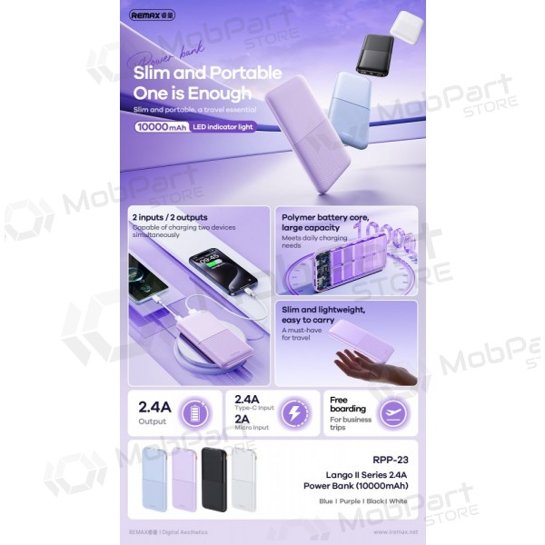 Batería externa Power Bank Remax RPP-23 12W 10000mAh negro