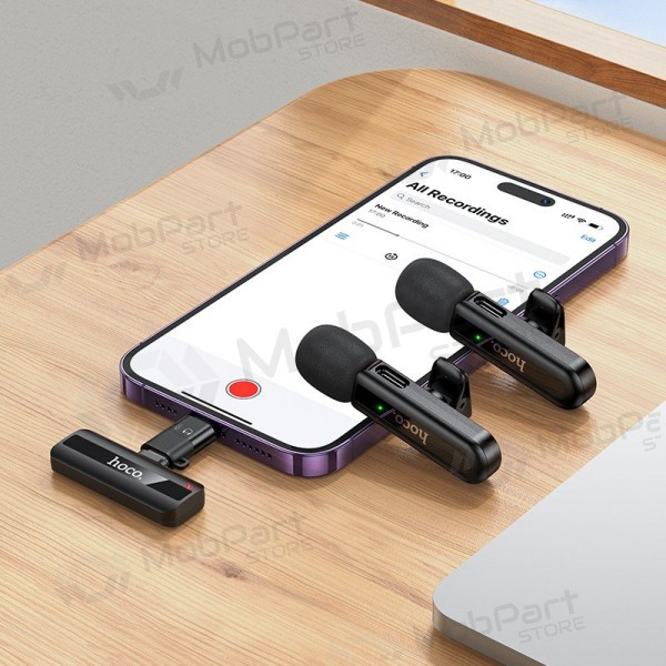 Belaidžių mikrofonų rinkinys Hoco L20A USB-C/Lightning negro