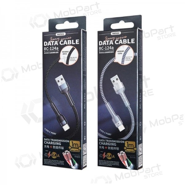 USB cable Remax RC-124a USB-A to USB-C 1.0m negro