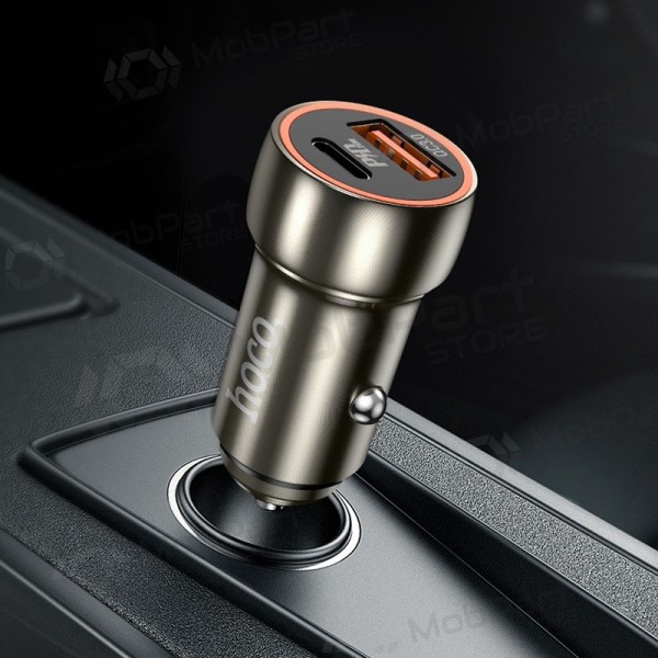 Cargador automobilinis Hoco Z46A USB-A/Type-C PD20W+QC3.0 gris
