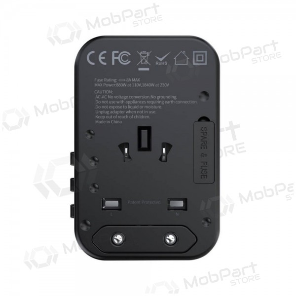 Universal kelioninis cargador Choetech PD5009 65W 2xUSB-C/USB-A negro