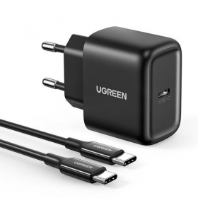 Cargador buitinis Ugreen CD250 USB-C 25W + USB-C cable 2.0m negro