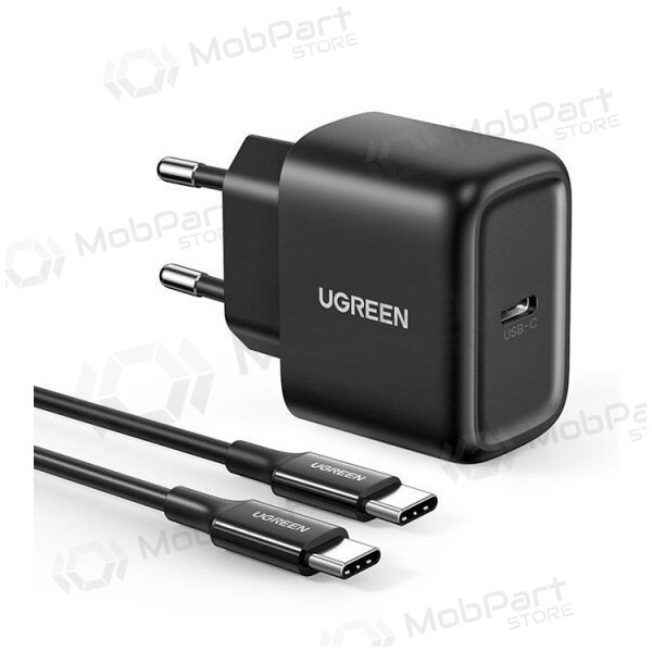 Cargador buitinis Ugreen CD250 USB-C 25W + USB-C cable 2.0m negro