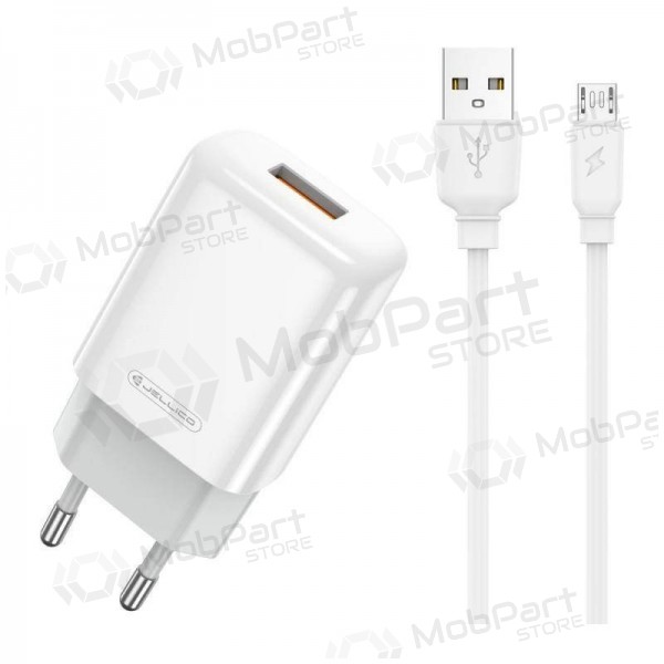 Cargador buitinis Jellico EU01 2.4A USB + MicroUSB blanco