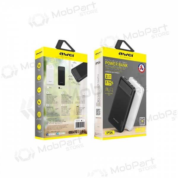 Batería externa Power Bank Awei P5K 5V/2.1A 10000mAh negro