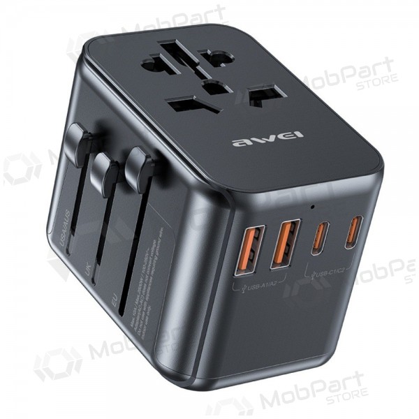 Universal kelioninis cargador Awei C-39 GaN 35W 2xUSB-A/3xUSB-C negro