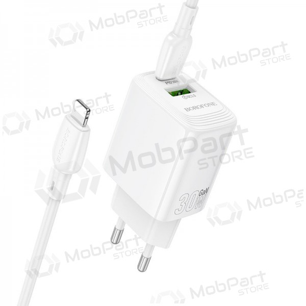 Cargador Borofone BN29 30W USB-C/USB-A + USB-C to Lightning cable 1.0m blanco