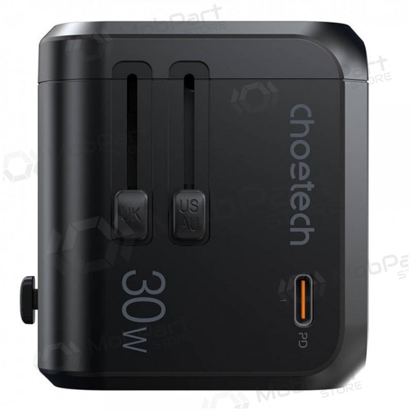 Universal kelioninis cargador Choetech PD5008 30W USB-C/3xUSB-A negro