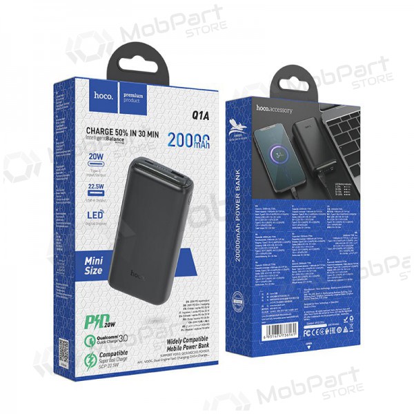 Batería externa Power Bank Hoco Q1A Type-C PD 20W+Quick Charge 3.0 (3.0A) 20000mAh negro