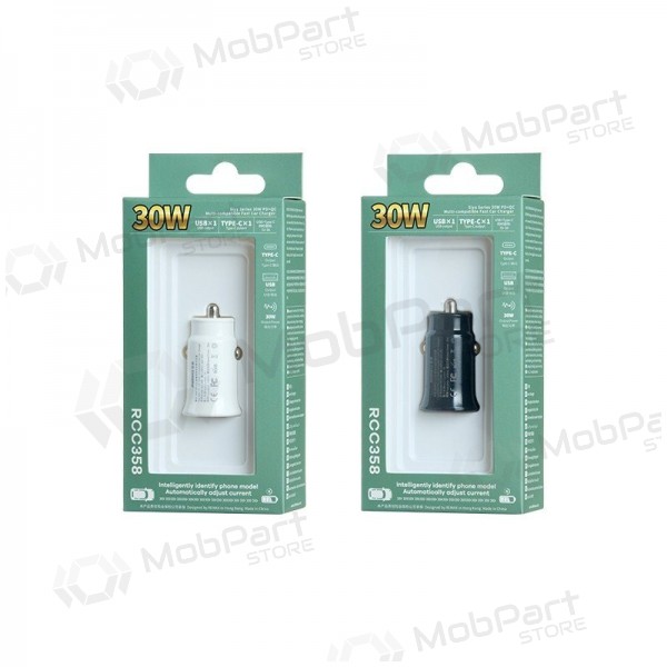 Cargador de coche Remax RCC358 30W USB-C/USB-A negro