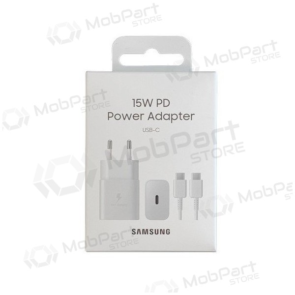 Cargador original Samsung EP-T1510XWEGEU 15W + cable Type-C 1m en el paquete blanco