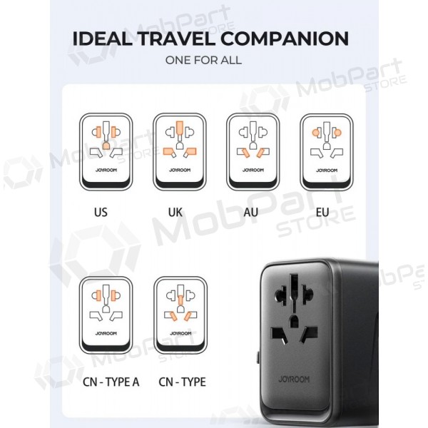 Universal kelioninis cargador Joyroom JR-TCW01 3xUSB-A/USB-C negro