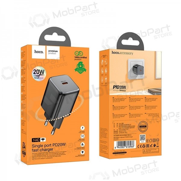 Cargador Hoco N40 USB-C PD20W negro