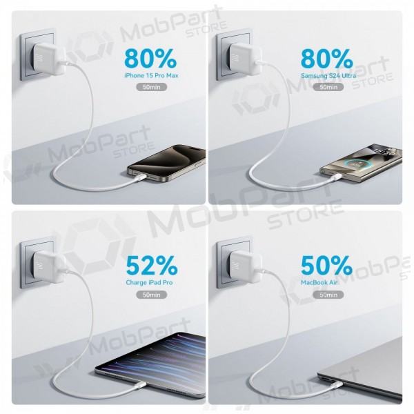 Cargador Joyroom JR-TCF24 USB-C PD30W + USB-C to USB-C cable 1.0m blanco