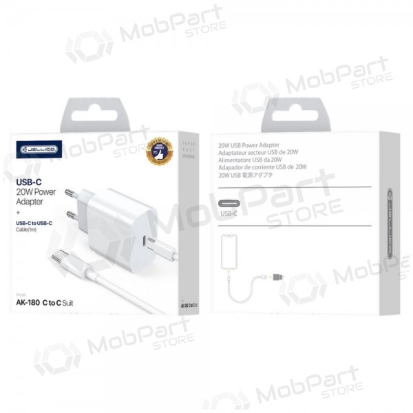Cargador Jellico AK180 20W USB-C + USB-C to Lightning cable 1.0m blanco