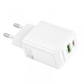 Cargador Borofone BN27 20W USB-C/USB-A blanco