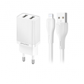 Cargador Awei C15L-EU 2xUSB-A 10W + USB to Lightning cable blanco