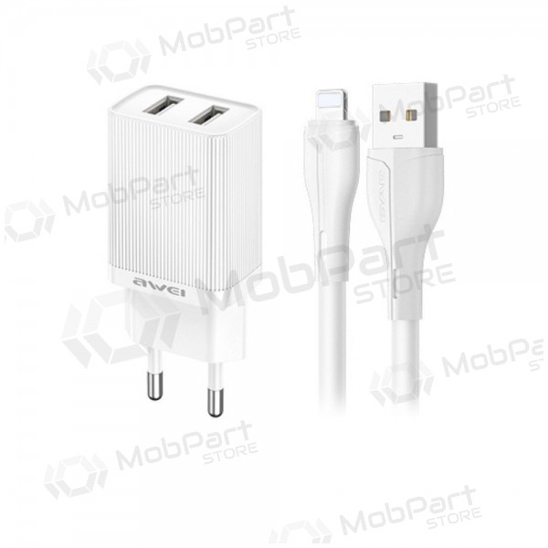 Cargador Awei C15L-EU 2xUSB-A 10W + USB to Lightning cable blanco