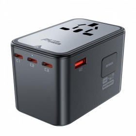 Universal kelioninis cargador Acefast Z1 75W GaN 2xUSB-A/3xUSB-C negro