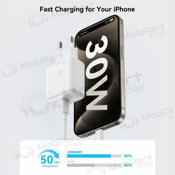 Cargador Joyroom JR-TCF24 USB-C PD30W + USB-C to USB-C cable 1.0m blanco