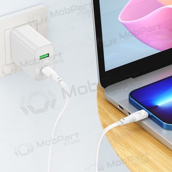USB cable Hoco X93 60W USB-C to USB-C 1.0m blanco