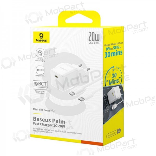 Cargador Baseus Palm 20W USB-C + USB-C to USB-C cable 1.0m blanco P10111602213-01