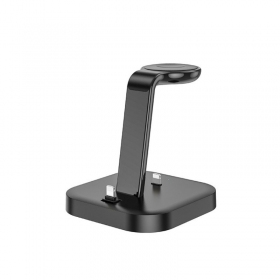 Cargador inalámbrica Hoco CW43 Graceful 3-in-1 negro