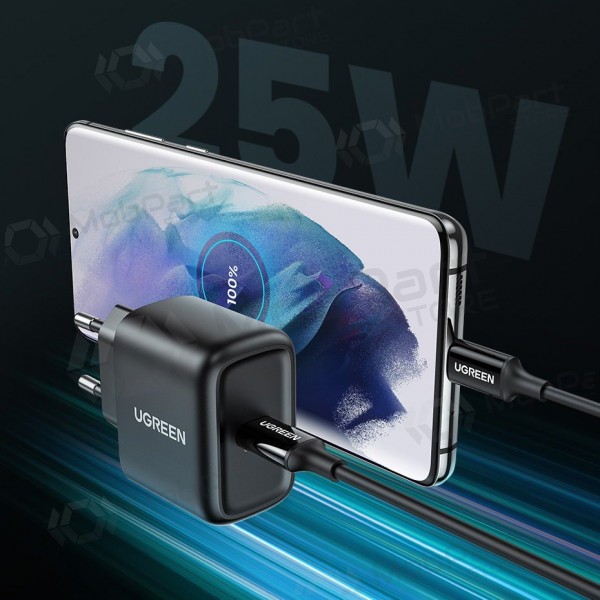 Cargador buitinis Ugreen CD250 USB-C 25W + USB-C cable 2.0m negro